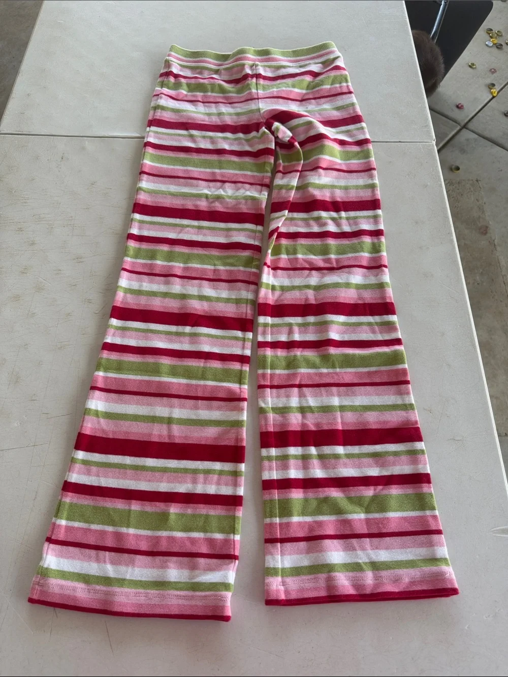 Gymboree Pink, Green & White Striped Girls Pajama Pants